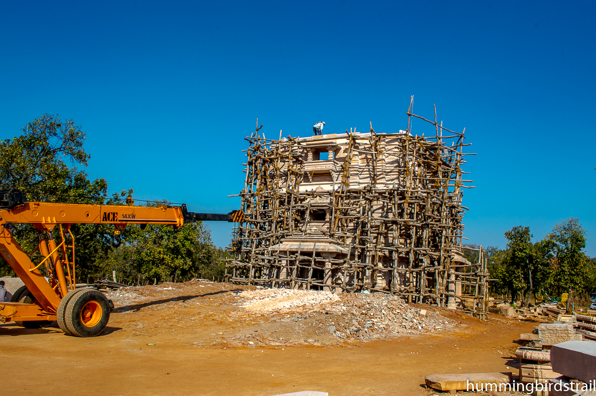 Construction work is going on for the temple