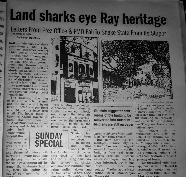 Newspaper clipping about the threats posed to the building by the expanding real estate business